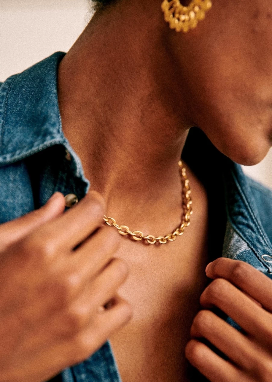 Sezane Irma Gold Necklace for Women - Elegant Layered Chain Jewelry