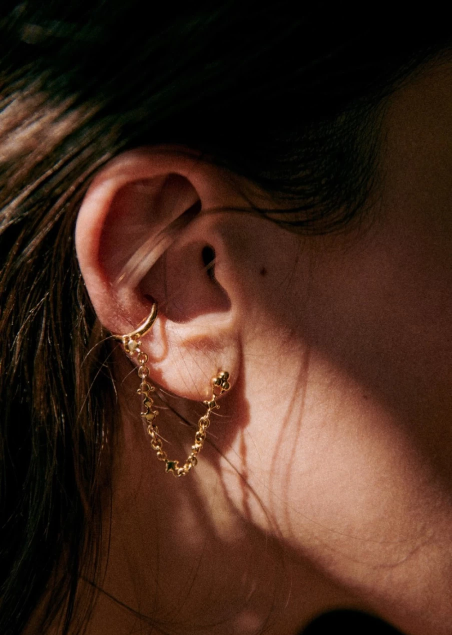 Sezane Gold Valentine Chain Ear Cuff for Women - Elegant Heart Design