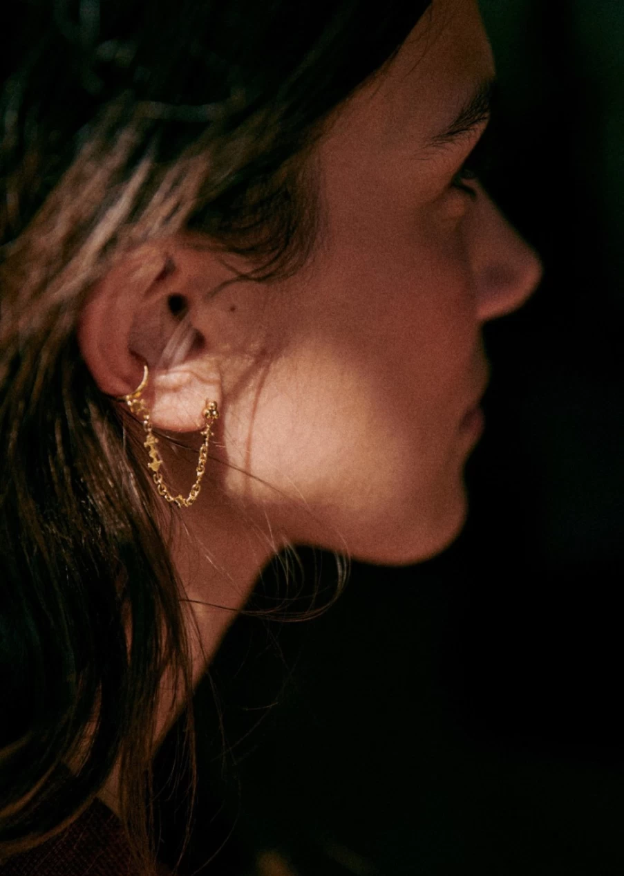 Sezane Gold Valentine Chain Ear Cuff for Women - Elegant Heart Design