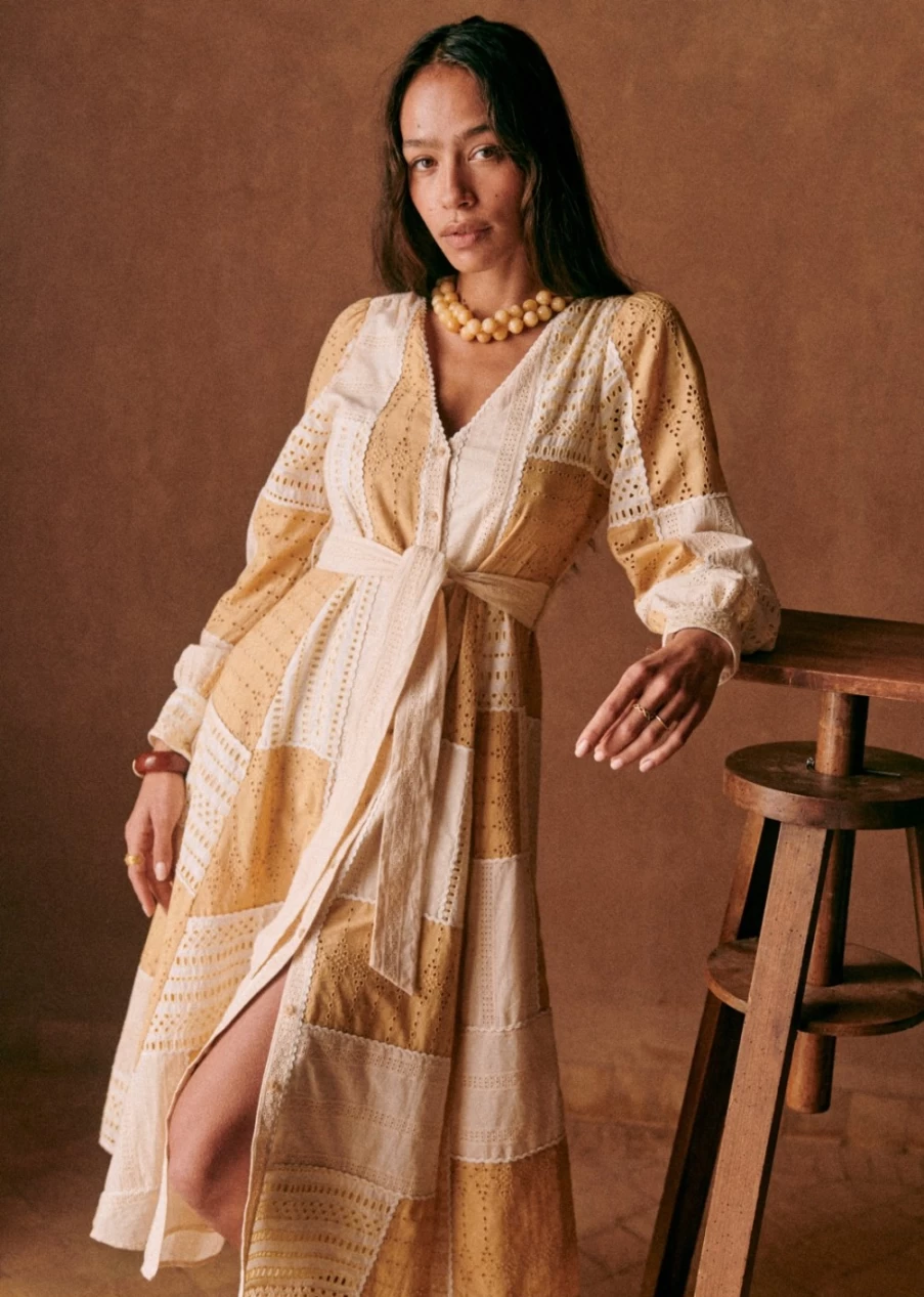 Sezane Women's Matissa Dress in Beige - Elegant Casual Wear