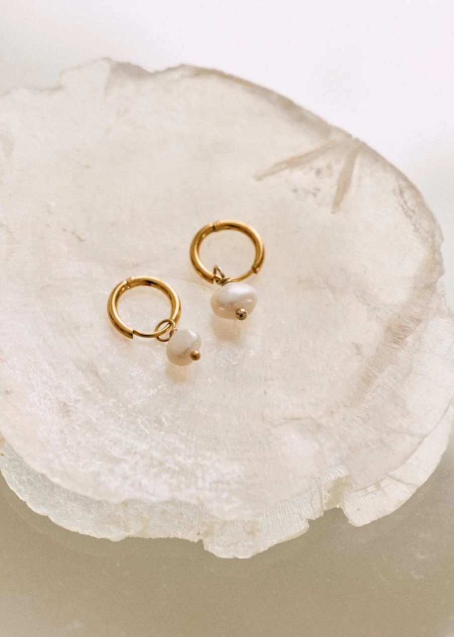Sezane Charlotte Hoop Earrings for Women - Gold-Tone Hoops, Classic French Design