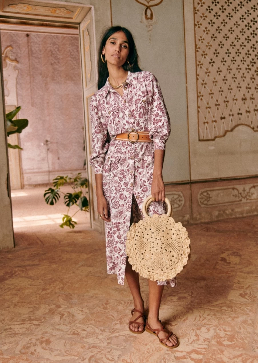 Sezane Women's Letizia Dress in Ghalia Ecru Print - Elegant Floral Summer Dress