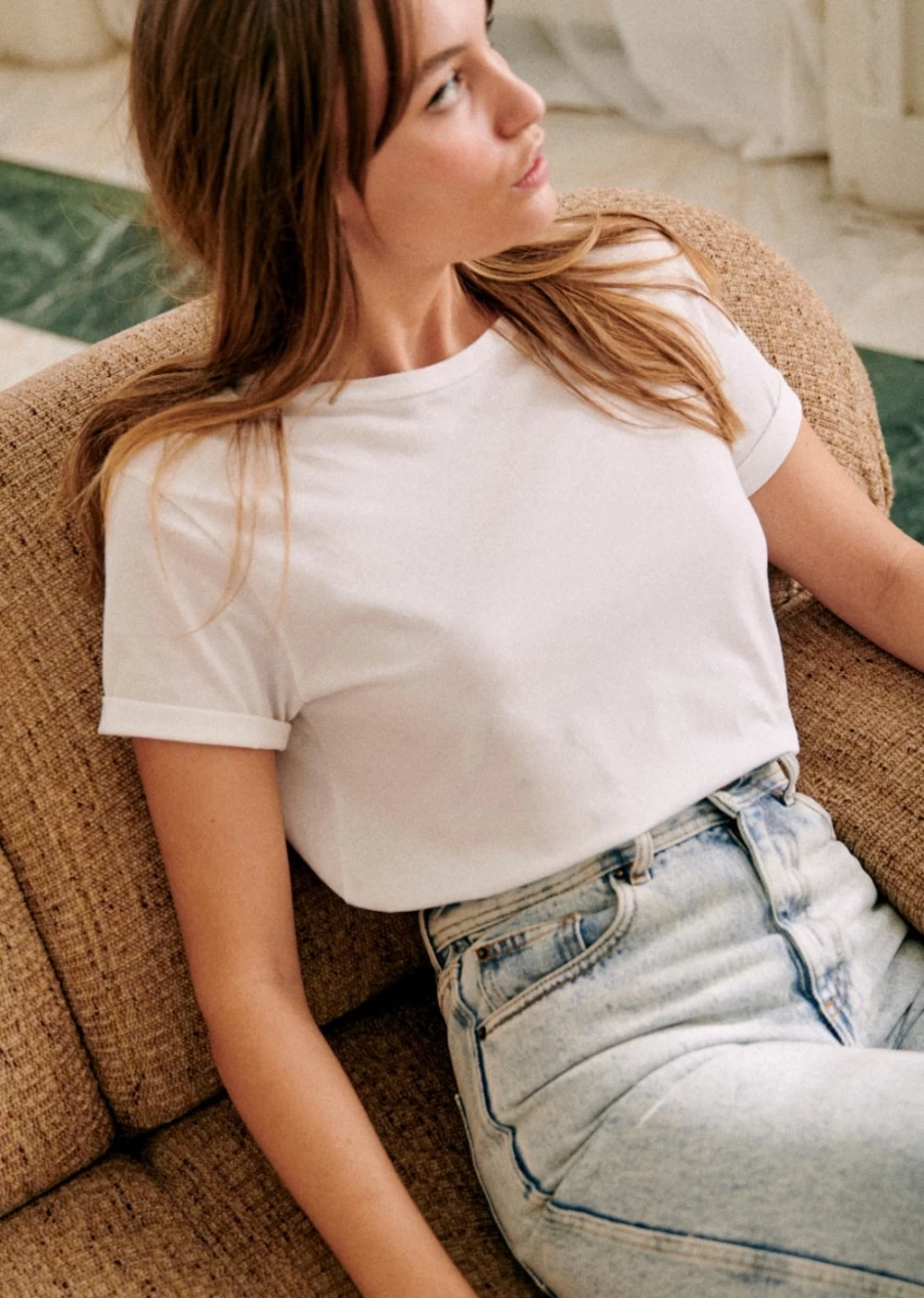 Sezane Women's Conrad T-Shirt | Classic Cotton Tee for Everyday Wear