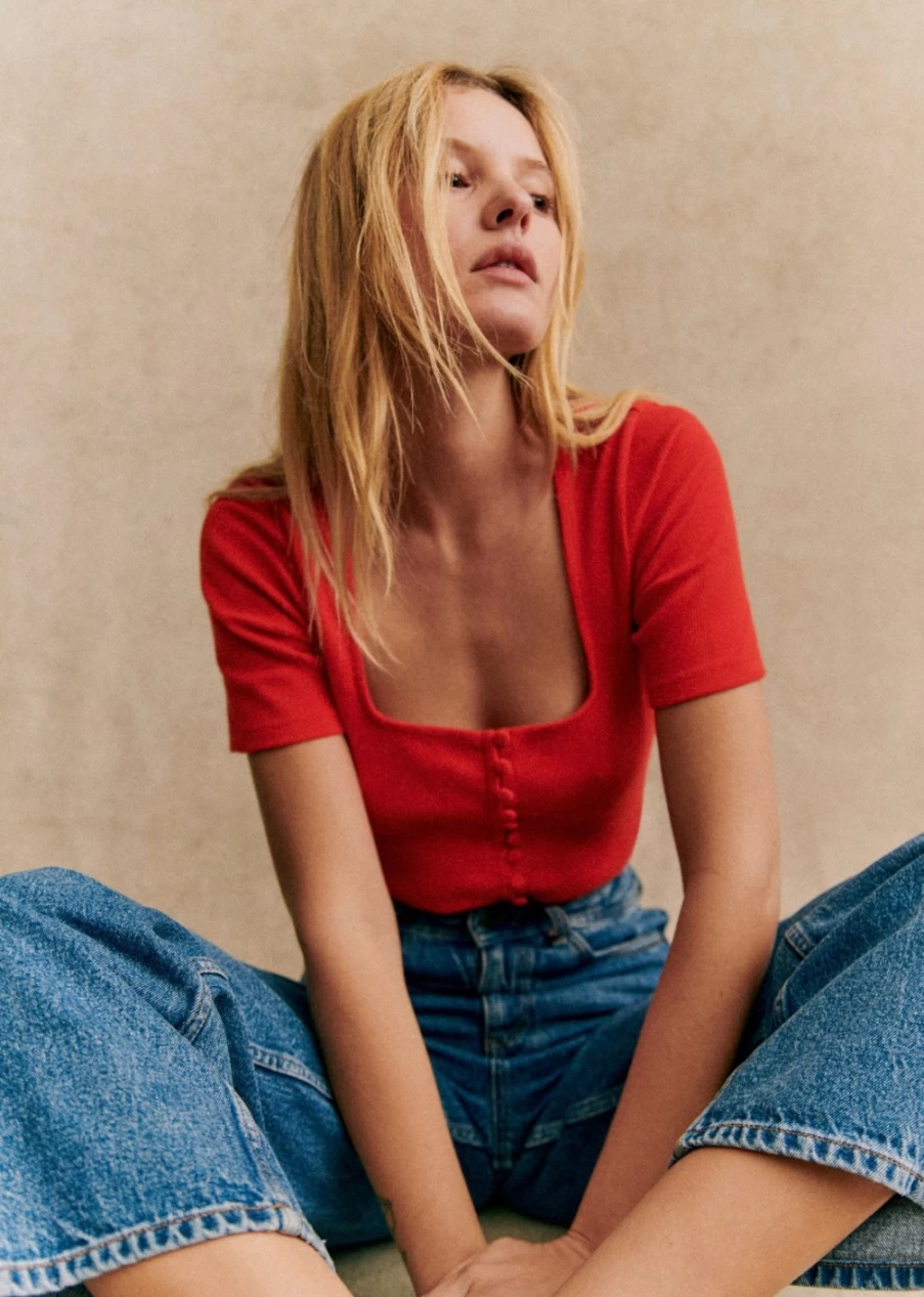 Sezane Women's Grant T-Shirt - Classic Cotton Tee for Everyday Wear