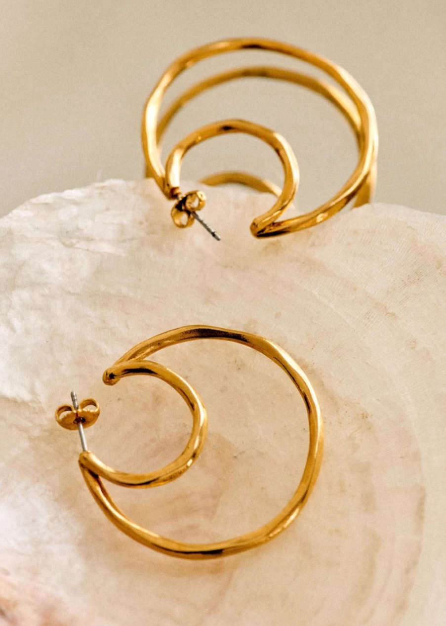 Sezane Gold Chiara Earrings for Women - Elegant Hoop Earrings
