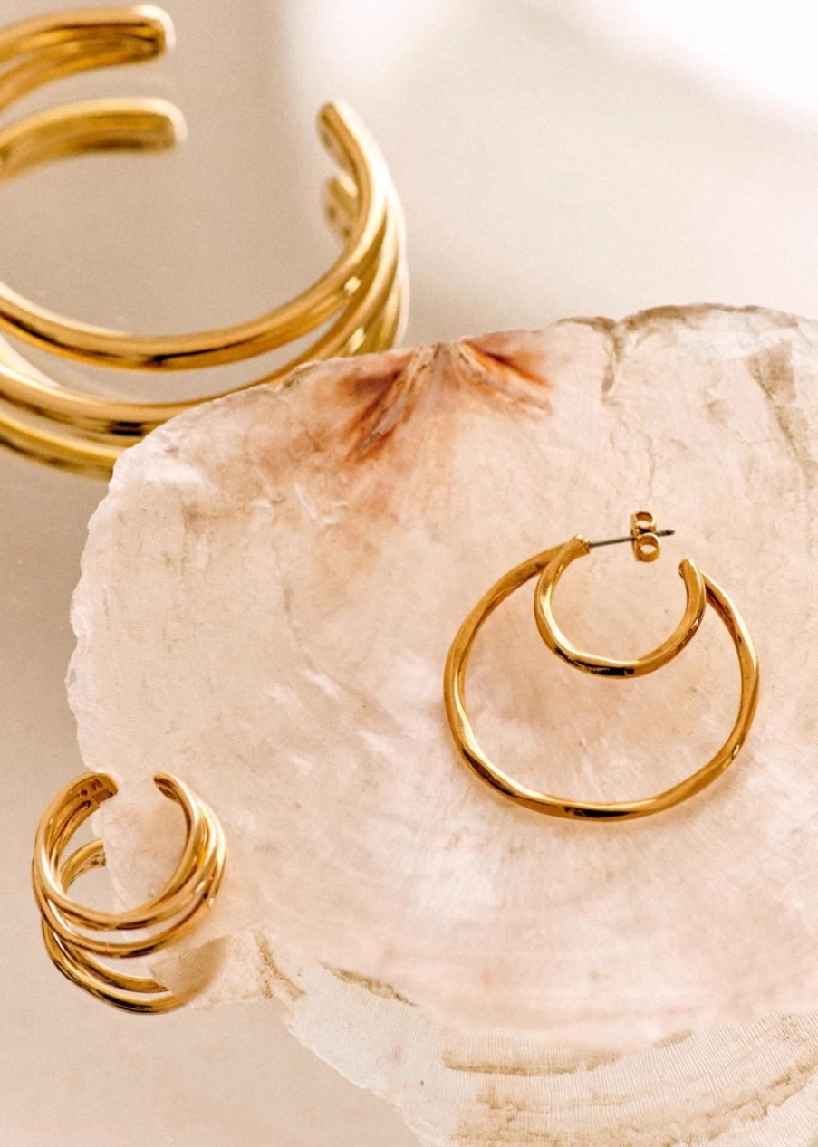 Sezane Gold Chiara Earrings for Women - Elegant Hoop Earrings