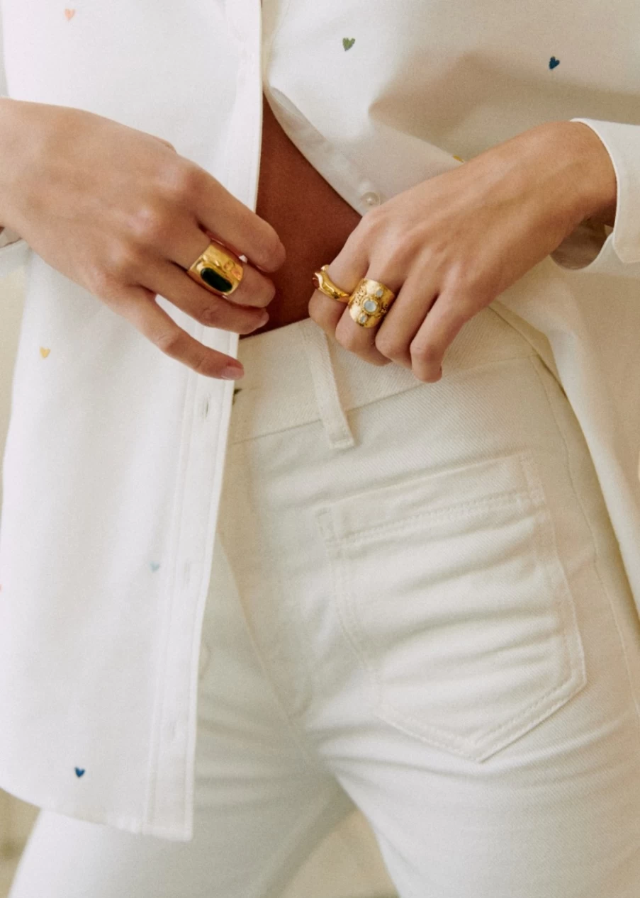 Sezane Tae Ring for Women - Elegant Gold-Plated Stackable Ring
