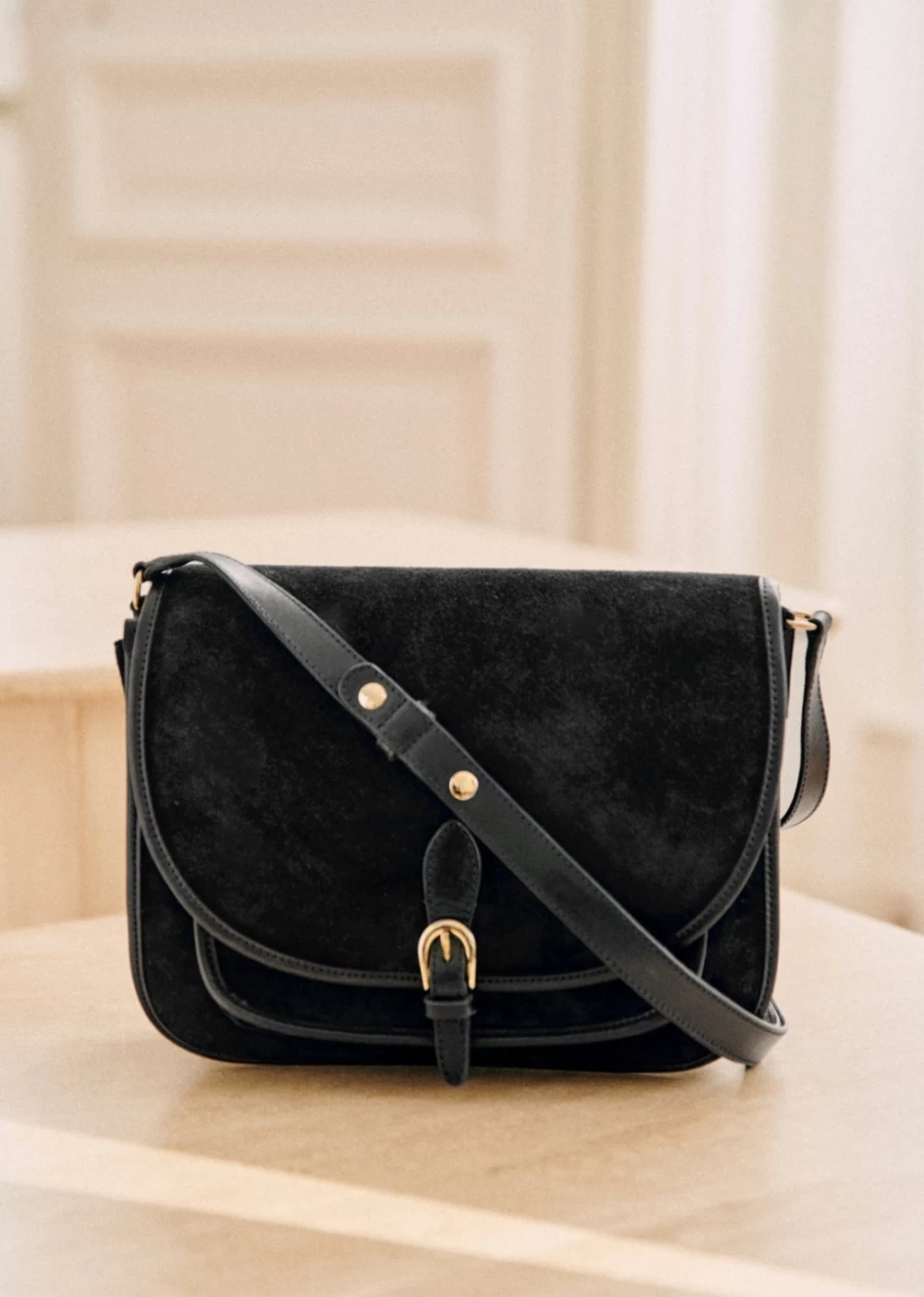 Sezane Women's Large Romeo Bag in Black Bi-Material - Stylish Leather Tote for Everyday Use