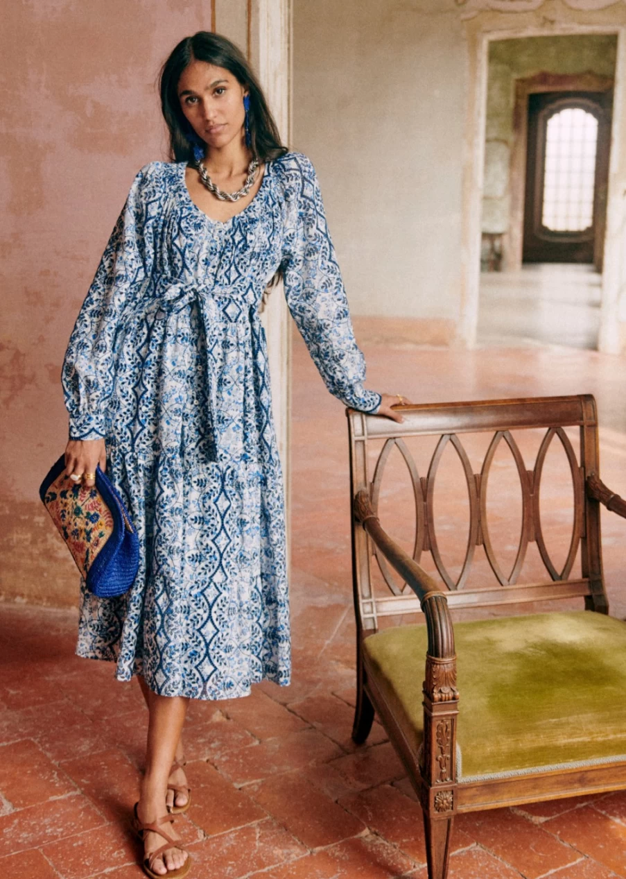 Sezane Women's Yuliana Dress - Elegant Flowy Feminine Style