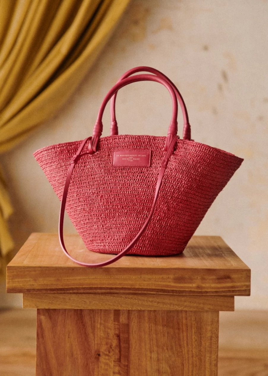Sezane Justine Basket - Women's Woven Straw Handbag for Summer & Beach
