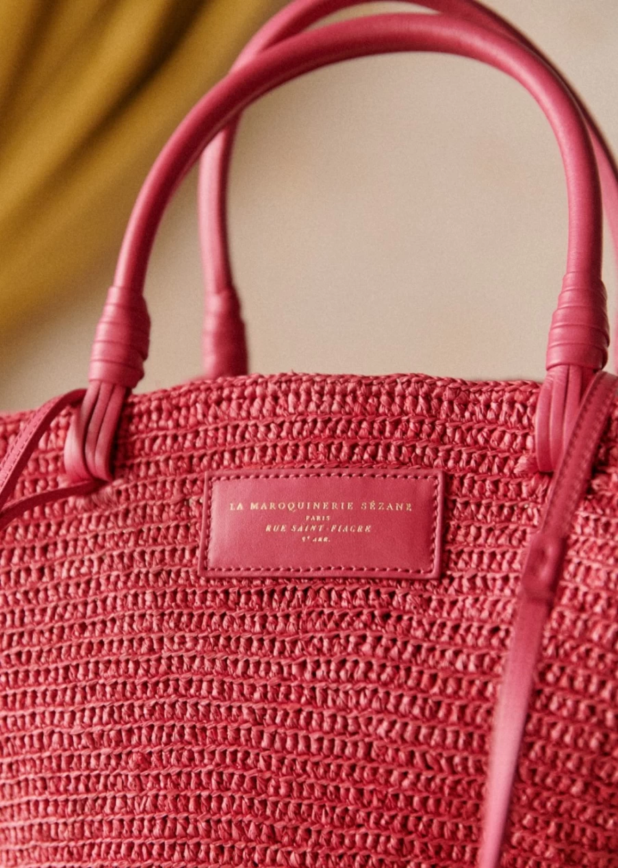Sezane Justine Basket - Women's Woven Straw Handbag for Summer & Beach