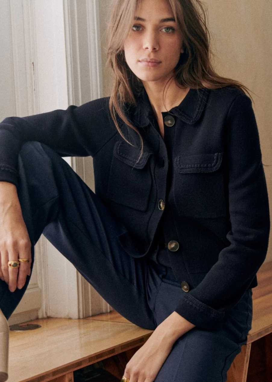 Sezane Betty Cardigan for Women - Classic Knit Sweater Cozy Wrap