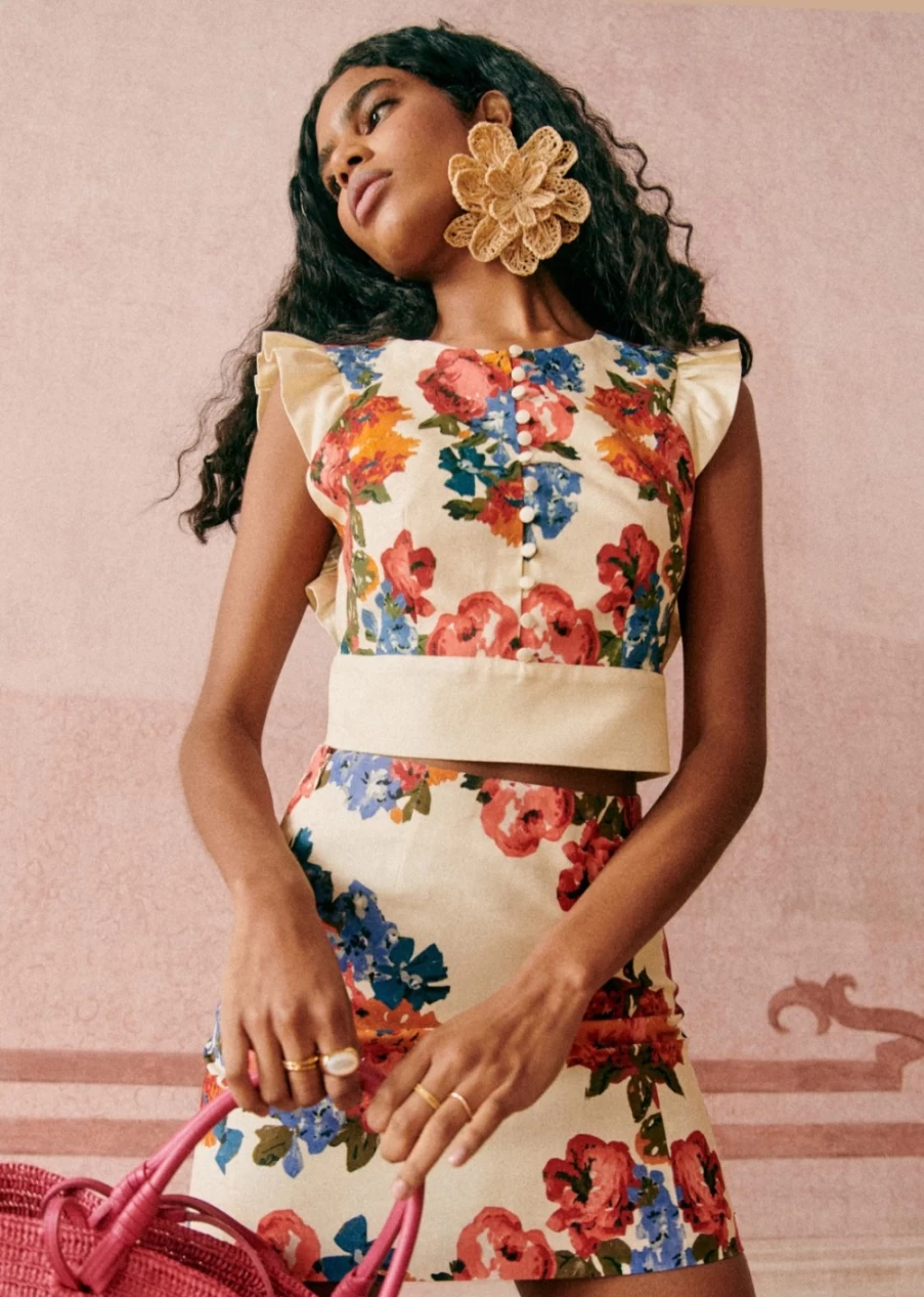 Sezane Women's Maximilia Skirt in Maxi Roses Floral Print - Elegant Maxi Length