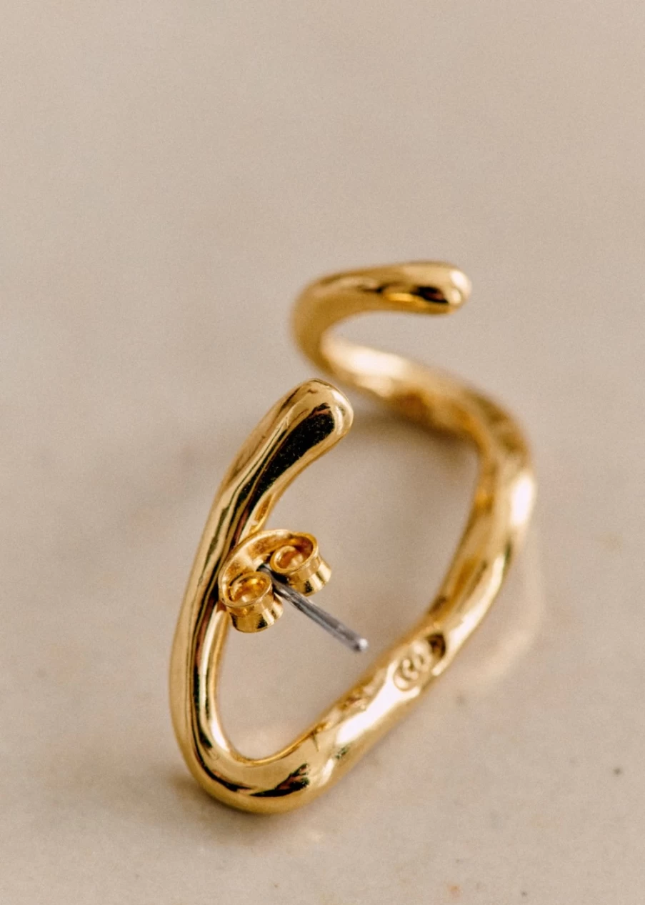Sezane Oceane Gold Ear Cuff for Women - Elegant Hoop Earrings for Everyday Wear
