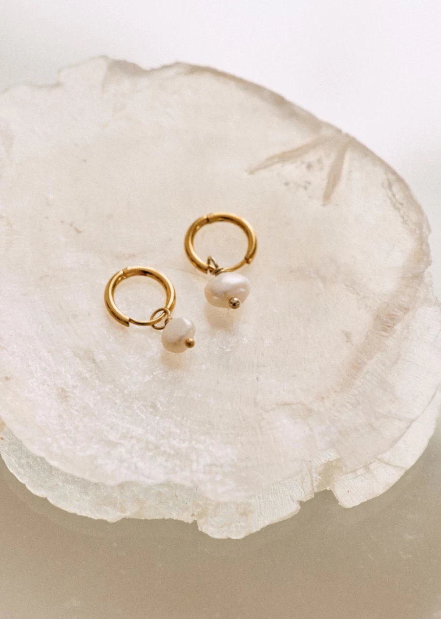 Sezane Charlotte Hoop Earrings for Women - Gold-Plated French Design