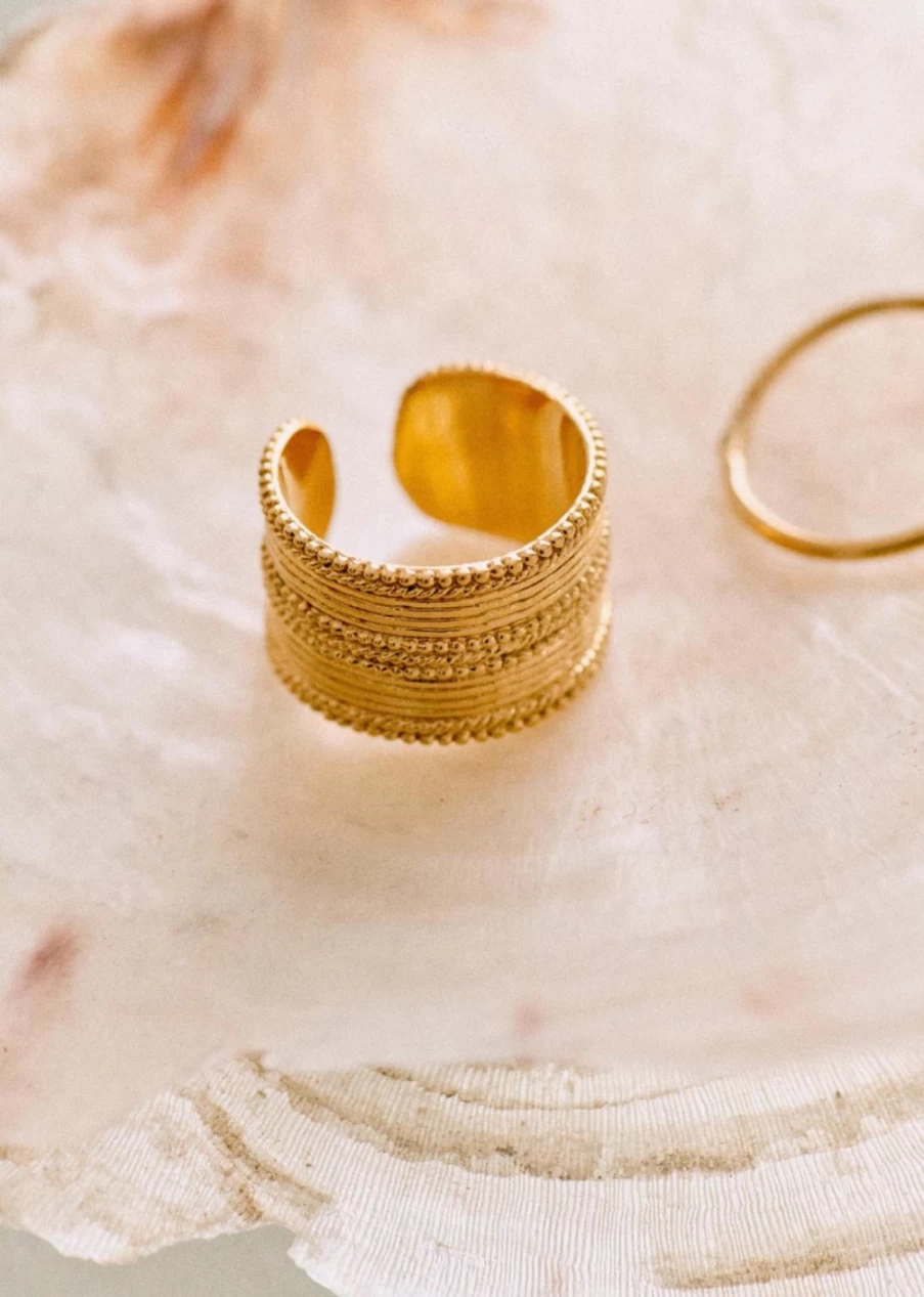 Sezane Meika Gold Ring for Women - Elegant 18K Gold Plated Band