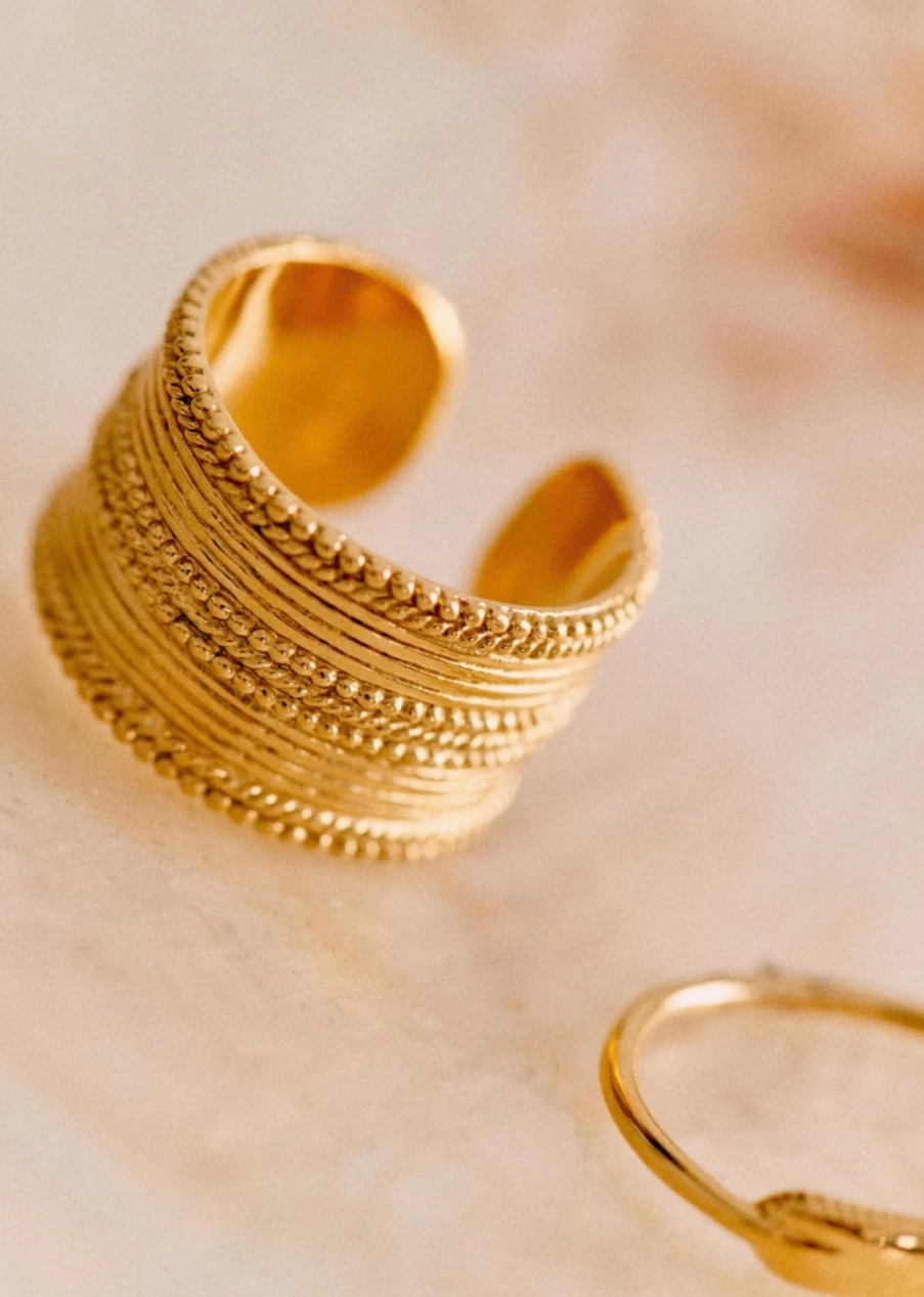 Sezane Meika Gold Ring for Women - Elegant 18K Gold Plated Band