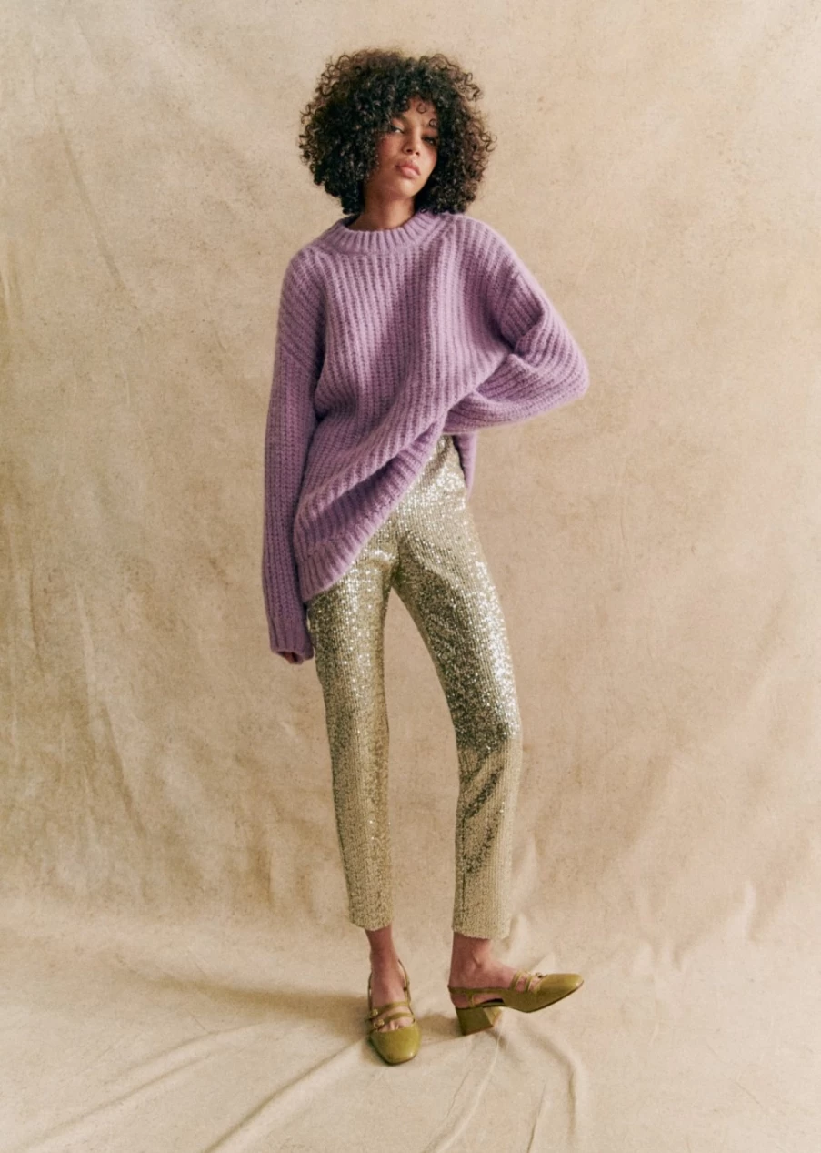 Sezane Women's Gary Trousers - Classic Fit High-Quality Comfort Pants