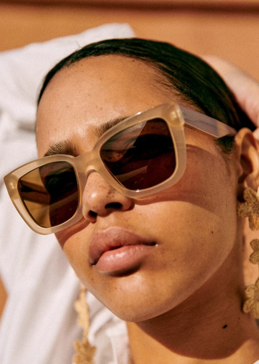 Sezane Women's Mila Sunglasses in Milky Beige - Classic Aviator Style