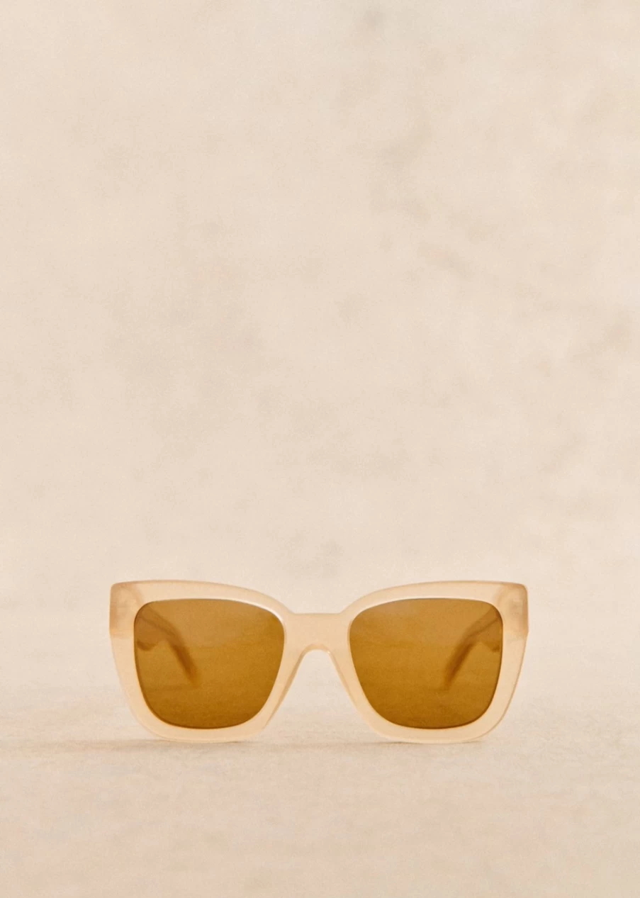 Sezane Women's Mila Sunglasses in Milky Beige - Classic Aviator Style