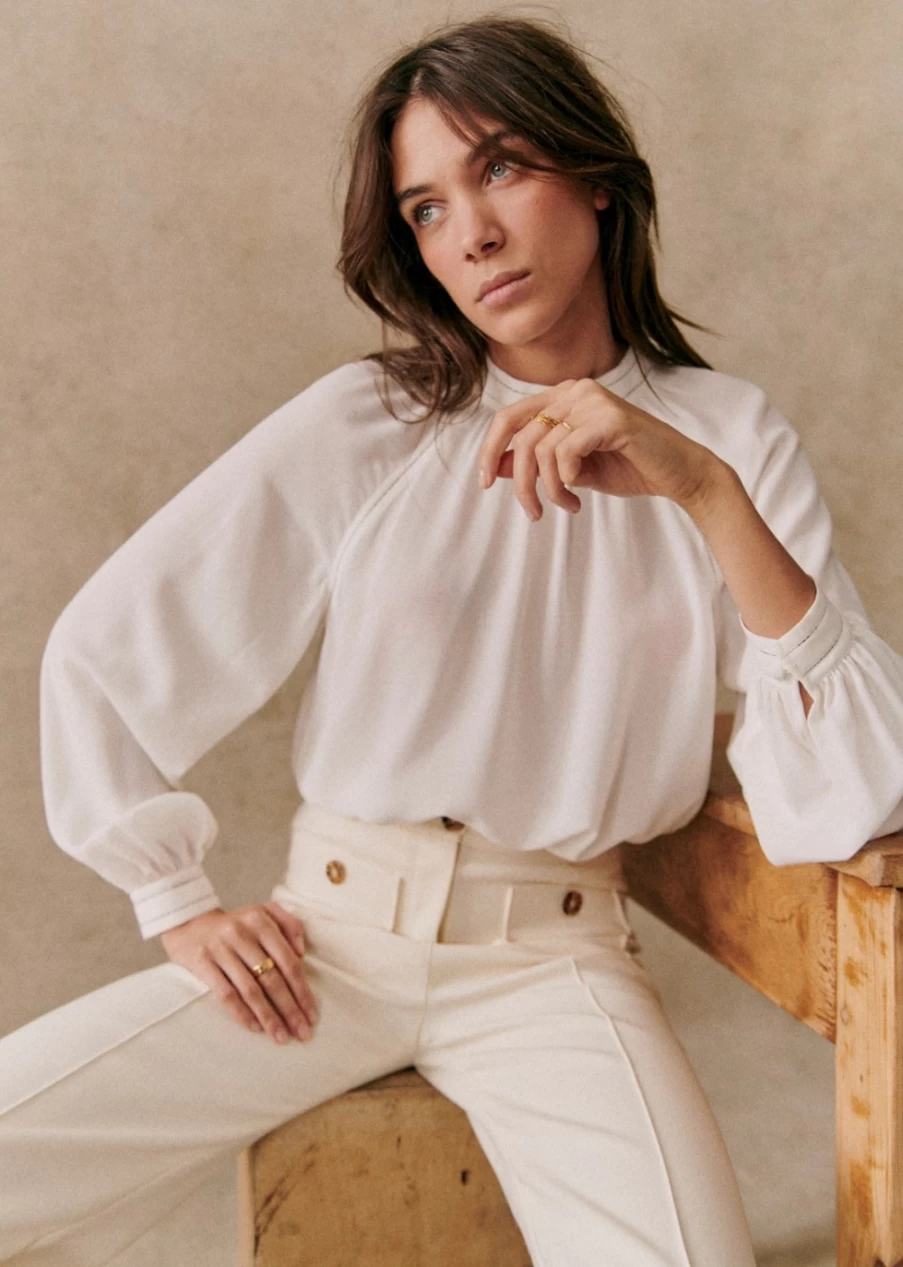 Sezane Women's Utopie Blouse - Elegant Feminine Top for Stylish Outfits