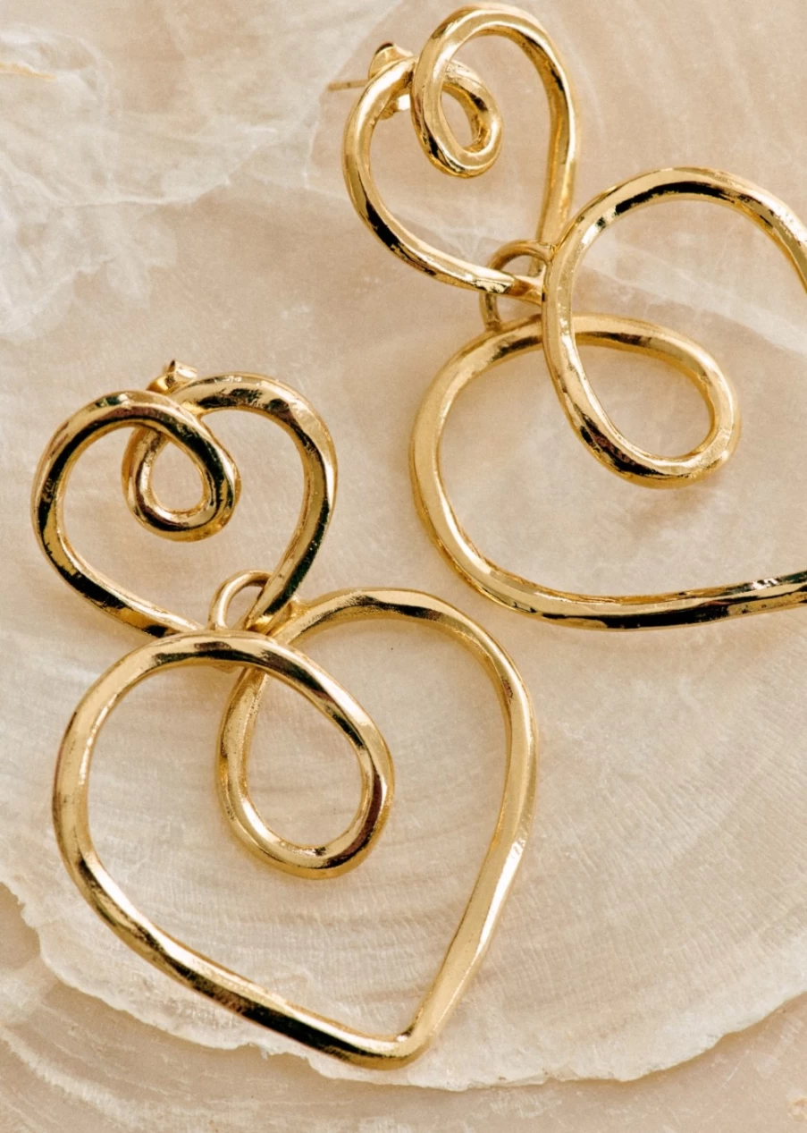 Sezane Gold Coeur Earrings for Women - Elegant Heart-Shaped Jewelry