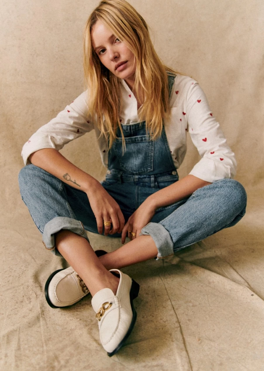 Sezane Women's Light Blue Rhody Dungarees | Stylish Denim Overalls