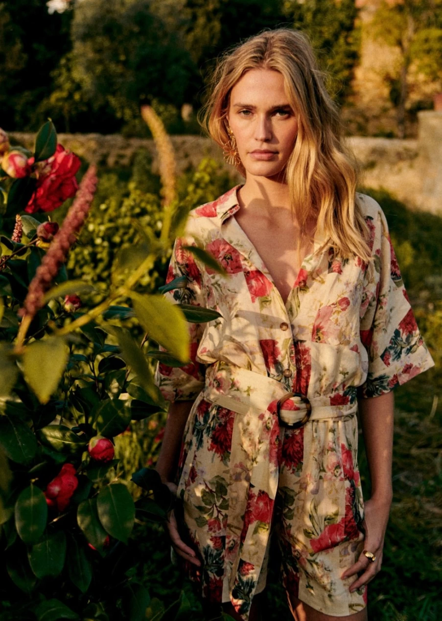 Sezane Women's Ruby Jumpsuit - Maxi Floral Patchwork Printed Romper