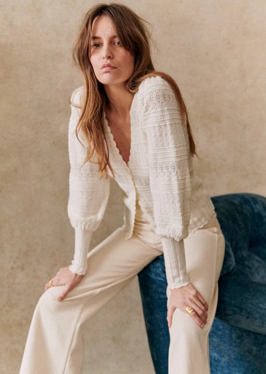 Sezane Women's Charlotte Cardigan - Elegant Knit Sweater for Women