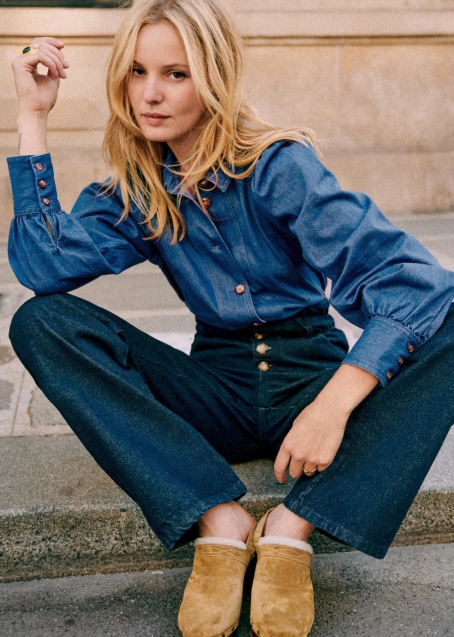 Sezane Women's Jones Pants - Classic Fit High-Waisted Trousers for Everyday Elegance