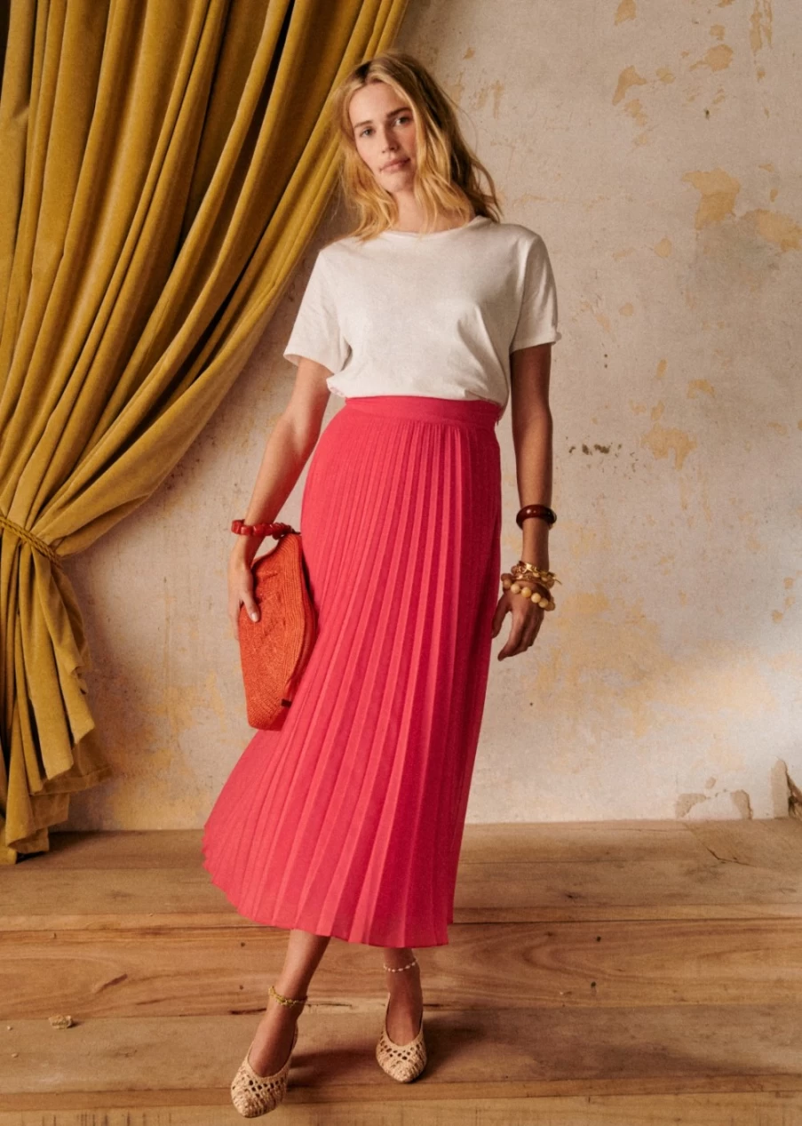 Sezane Women's Dune Skirt - Boho Chic Flowy Midi Skirt for Women