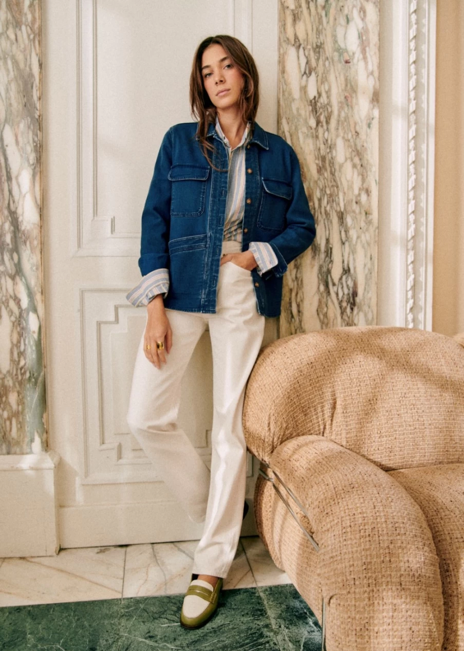 Sezane Women's Willa Jacket in Indigo - Classic Denim Coat for Women
