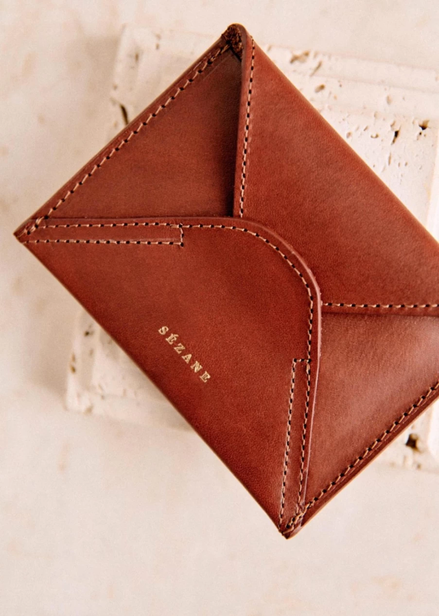 Sezane Olivia Leather Card Holder for Women - Compact Wallet with RFID Protection