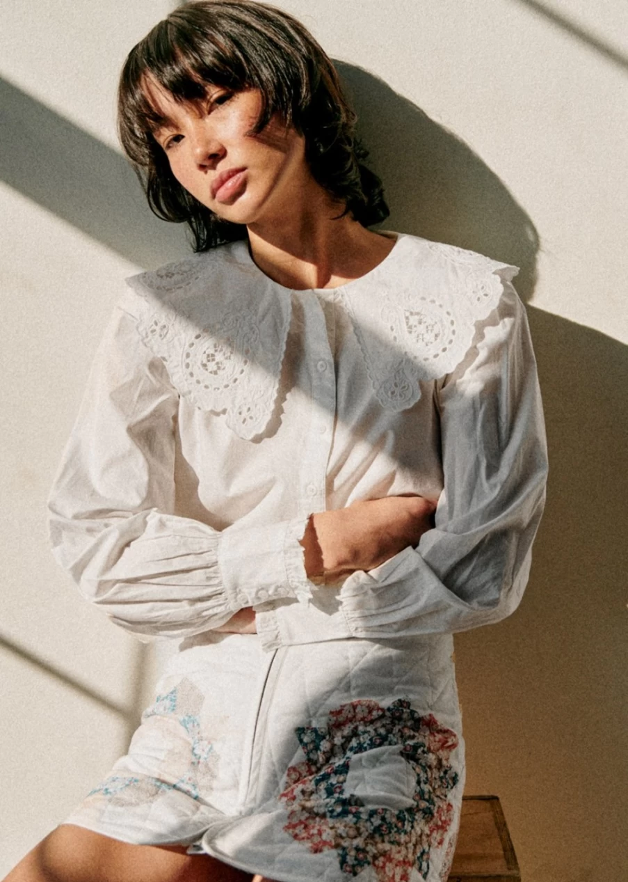 Sezane Women's Flavie Shirt - Stylish Sea Ny Collaboration for Everyday Elegance