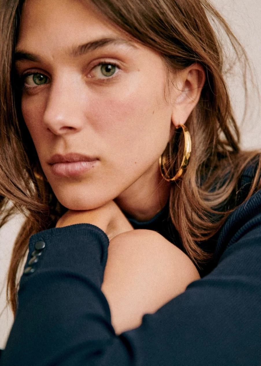 Sezane Gold Juan Earrings for Women - Elegant Hoop Earrings