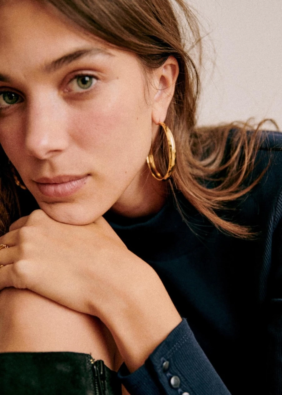 Sezane Gold Juan Earrings for Women - Elegant Hoop Earrings