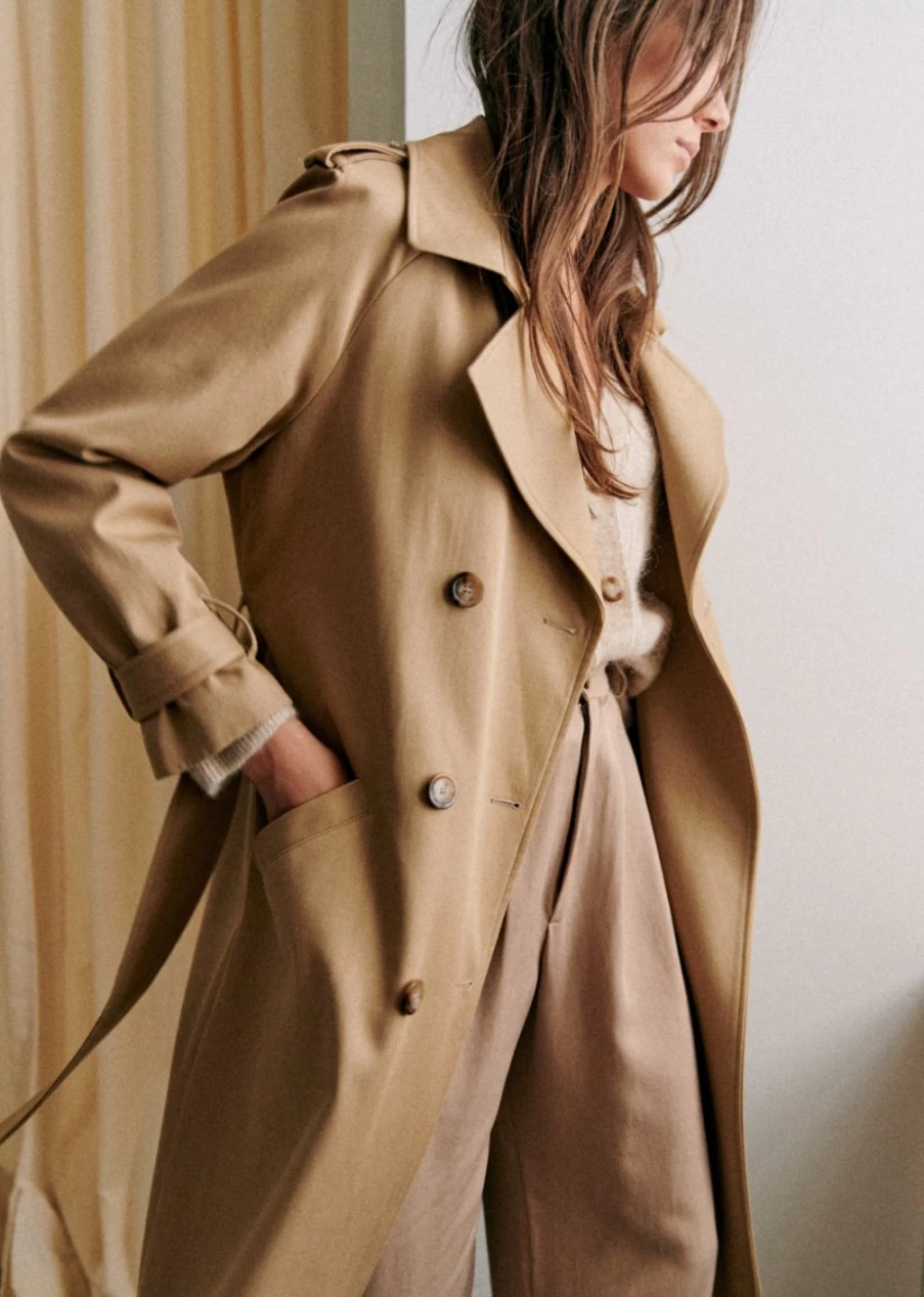 Sezane Women's Scott Trench Coat - Classic Waterproof Outerwear for Women