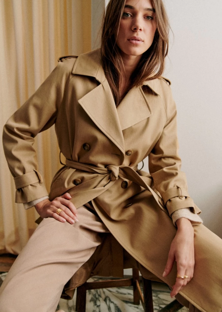 Sezane Women's Scott Trench Coat - Classic Waterproof Outerwear for Women