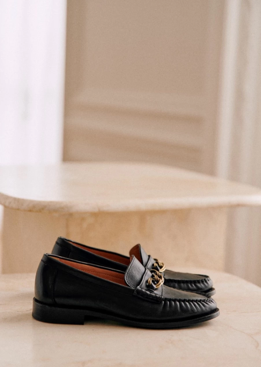 Sezane Women's Vicky Loafers - Classic Leather Slip-On Shoes for Women