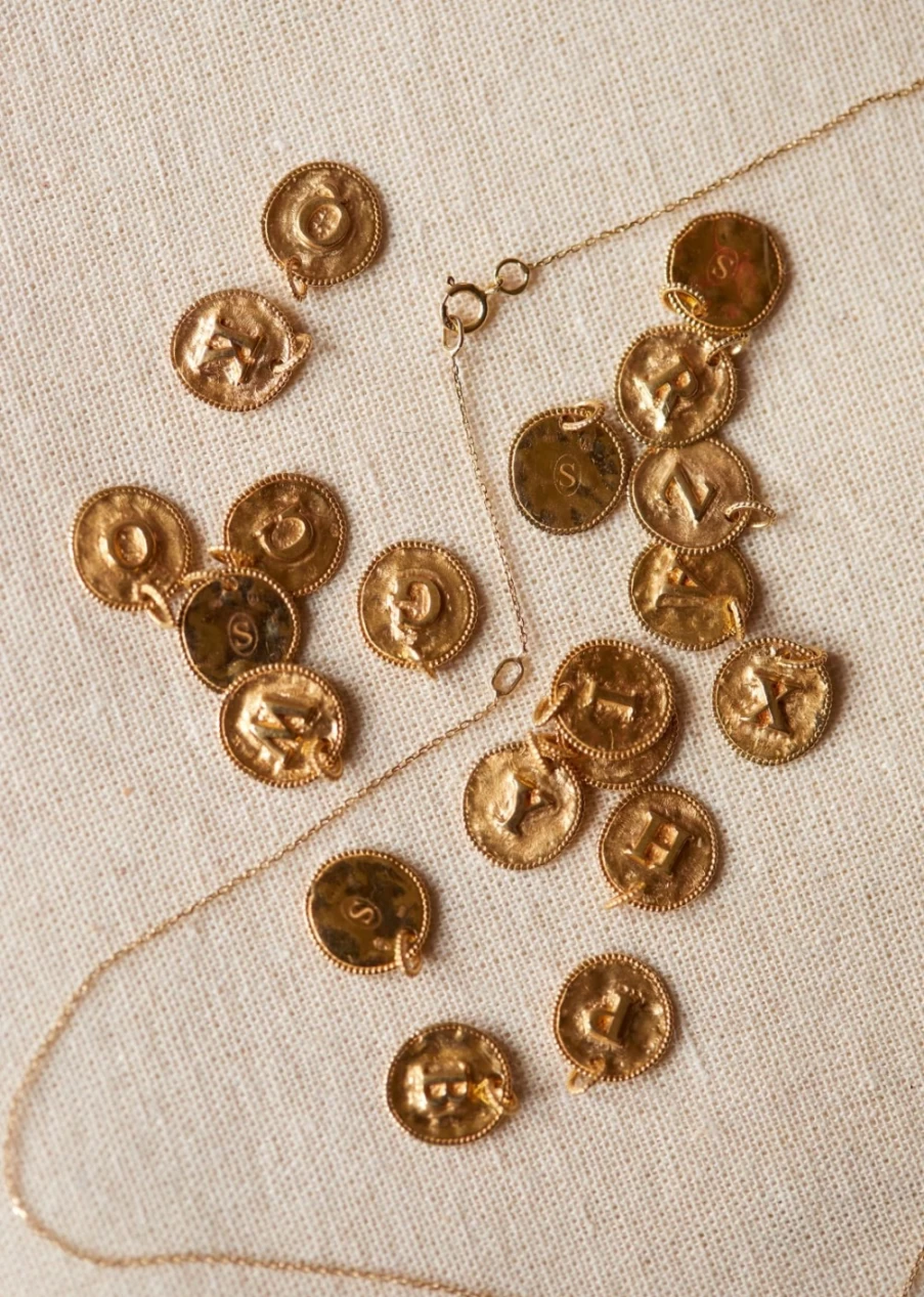 Sezane Sara Pendant 9K Gold Initial Necklace for Women - Letters I to P